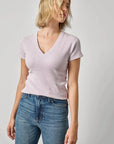 Sunwashed Cap Sleeve V Neck Freesia Tops - Tees Lilla P