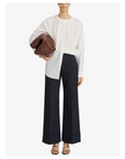 The Slim Palazzo Trouser Cuffed Navy Pants - Trousers Frame