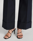 The Slim Palazzo Trouser Cuffed Navy Pants - Trousers Frame