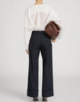 The Slim Palazzo Trouser Cuffed Navy Pants - Trousers Frame