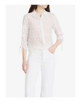 Paisley Eyelet Cinch Sleeve Shirt Tops - Blouses Frame