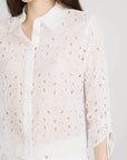 Paisley Eyelet Cinch Sleeve Shirt Tops - Blouses Frame
