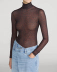 The Hosiery Top Dark Leopard Multi Tops - Turtleneck Frame