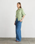 Winslet Top Stripe Asparagus Optic White Tops - Blouses Tanya Taylor