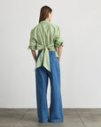 Winslet Top Stripe Asparagus Optic White Tops - Blouses Tanya Taylor