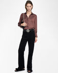 Thely Satin Shirt Burgundy Tops - Button Down Zadig & Voltaire