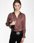 Thely Satin Shirt Burgundy Tops - Button Down Zadig & Voltaire