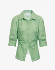 Winslet Top Stripe Asparagus Optic White Tops - Blouses Tanya Taylor