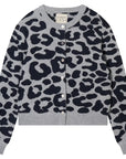Merino Leopard Crew Cardigan Mid Grey/Navy Sweater - Cardigans Jumper 1234