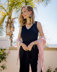 Pom Pom Triangle Wrap Blush Accessories - Scarves Alpine Cashmere