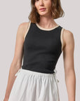 Contrast Trim Knit Tank Black Tops - Tanks Lilla P