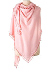 Pom Pom Triangle Wrap Blush Accessories - Scarves Alpine Cashmere