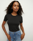 Pruitt Tee Black Tops - Tees Veronica Beard
