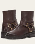 Olivia Harness Short Chocolate Boots - Booties Frye