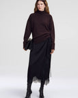 Bree Satin and Lace Midi Skirt Black Skirts - Midi A.L.C
