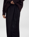Bree Satin and Lace Midi Skirt Black