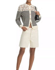 The Coastal Stripe Cardi Cream Multi Sweater - Cardigans Frame