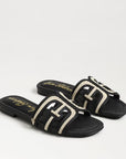 Bay Slide Sandal Black/Linen Raffia Sandals - Flat Sandals Sam Edelman