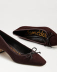 Rinda Pointed Toe Ballet Heel Chocolate Suede Pumps - Low Sam Edelman