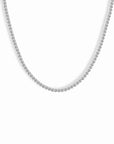 Emma Bezel Tennis Necklace 16" Sterling Silver