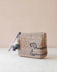Mini Woven Pouch with Wristlet and Embroidered Dachshund