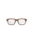 Brown eyeglasses on a white background