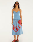 Sky Stripes Blue Sleeveless Midi Dress Dresses - Midi Farm Rio