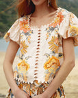Ligia Short Sleeve Blouse Light Pink Tops - Blouses Farm Rio