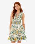 Emily Floral Tapestry Ruffled Mini Dress Off White Dresses - Short Farm Rio