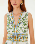 Emily Floral Tapestry Ruffled Mini Dress Off White Dresses - Short Farm Rio
