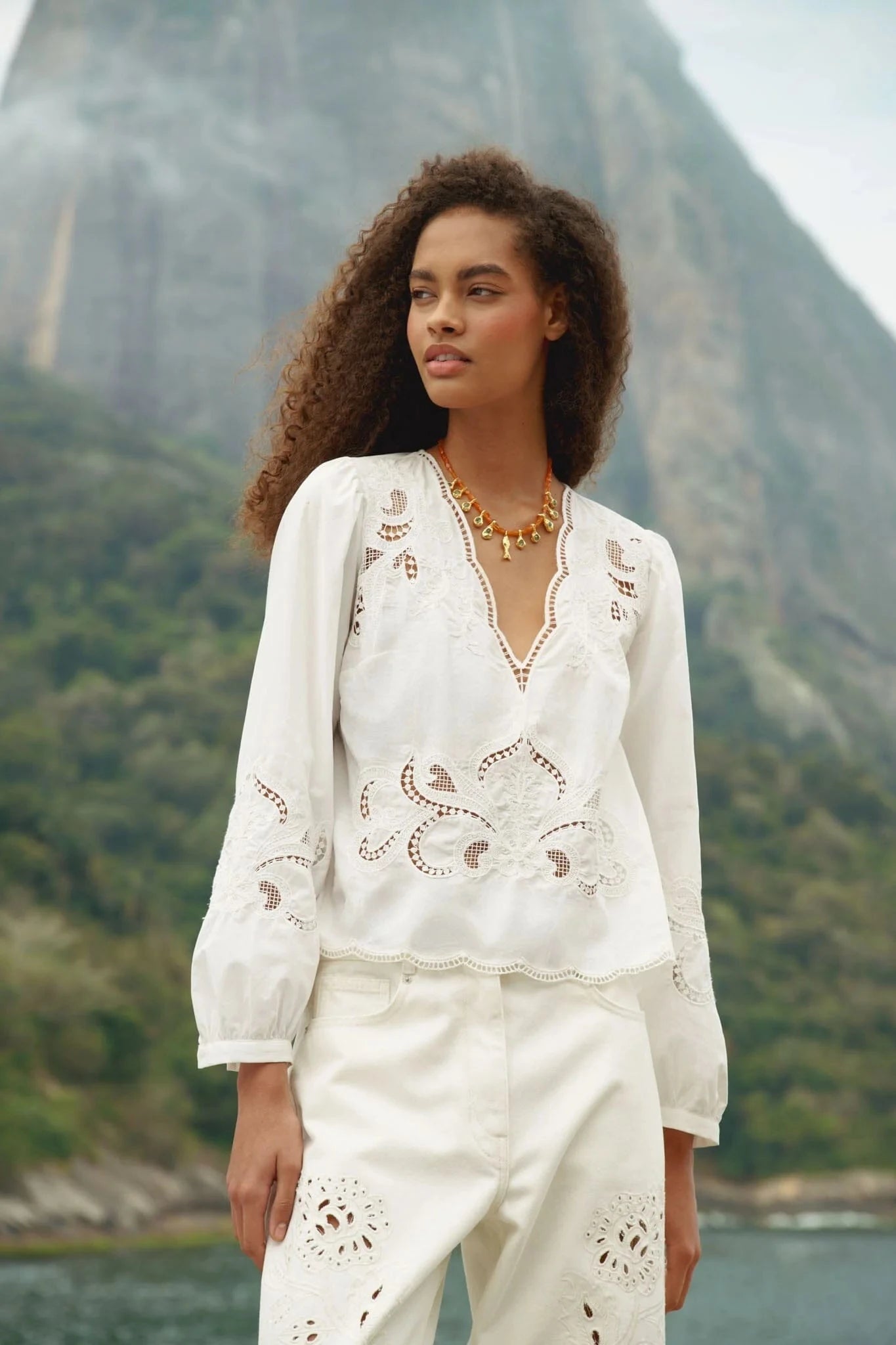 Richilieur Long Sleeve Blouse Off White  Peter Kate