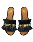 Semira Raffia Black Shoes - Sandals - Flat Sandals De Siena