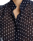 The Tie Print Gillian Top Navy Multi Tops - Blouses Frame