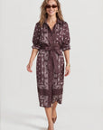 The Edie Dress Brown Scarf Print Dresses - Midi The Shirt