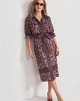The Edie Dress Brown Scarf Print Dresses - Midi The Shirt