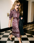 The Edie Dress Brown Scarf Print