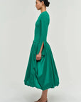 Kenlie Taffeta Knit Midi Dress Kelly Green Dresses - Midi Simkhai