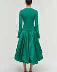 Kenlie Taffeta Knit Midi Dress Kelly Green Dresses - Midi Simkhai