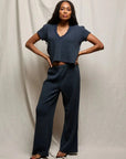Jada Waffle Tee Navy Tops - Tees perfectwhitetee