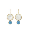 Color Block Drop Earrings MOP/Blue Chalcedony Earrings Laura Foote Designs