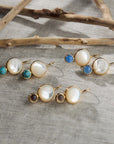 Color Block Drop Earrings MOP/Blue Chalcedony Earrings Laura Foote Designs