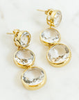 Faceted Round We Go Clear Quartz Earrings Laura Foote Designs