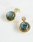 Floating Gem Stud Earrings CZ/Blue Fire Labradorite Earrings Laura Foote Designs