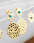 Hammered Gold Olympic Earrings Sleeping Beauty Turquoise Earrings Laura Foote Designs