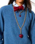 The Big Puffy Heart Charm Necklace Burgundy Necklaces Roxanne Assoulin