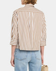 Lucia Stripe Poplin Brown Tops - Button Down rag & bone