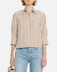 Lucia Stripe Poplin Brown Tops - Button Down rag & bone