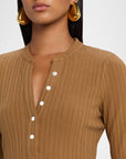 Jocelyn Henley Shirt Dark Acorn Tops - Blouses Veronica Beard