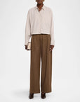 Marin Cropped Striped Shirt Tan Stripe Tops - Button Down rag & bone