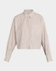 Marin Cropped Striped Shirt Tan Stripe Tops - Button Down rag & bone